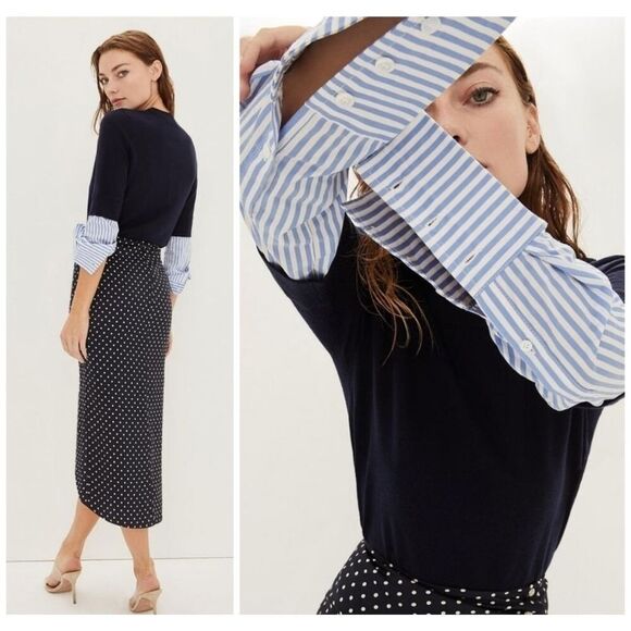 Veronica Beard Roscoe 100% Merino Wool sweater Navy Blue Size Large - Picture 4 of 10